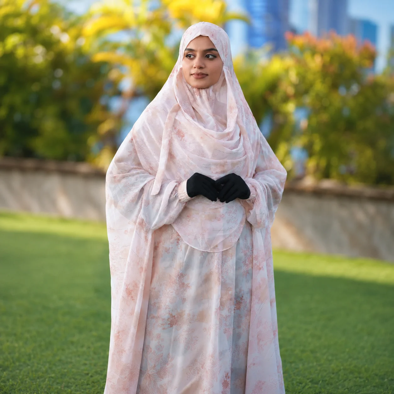 Premium Cherry Georgette Semi Long Khimar G110